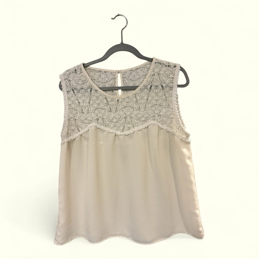 August Mist Elegant Cream Lace Women's Top